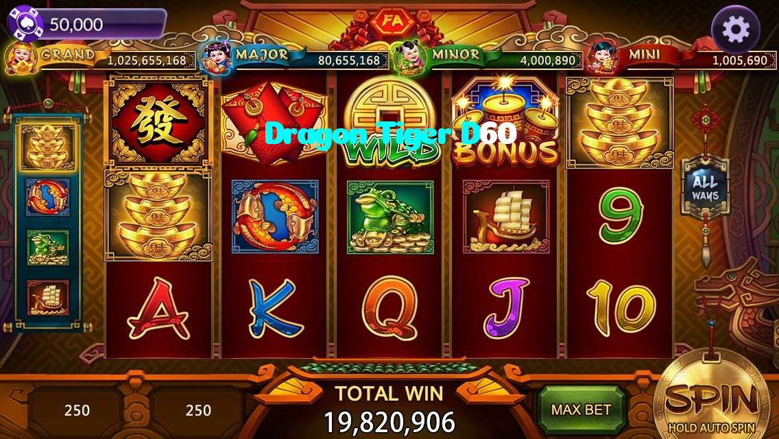 Dragon Tiger D60 casino presented on mobile device in Pakistan with slots and live games